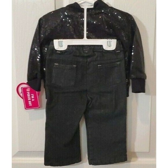 NWT Young Hearts (3) Piece Sequins Jacket Top Denim Pants Baby Girl 12 Months - Picture 2 of 4